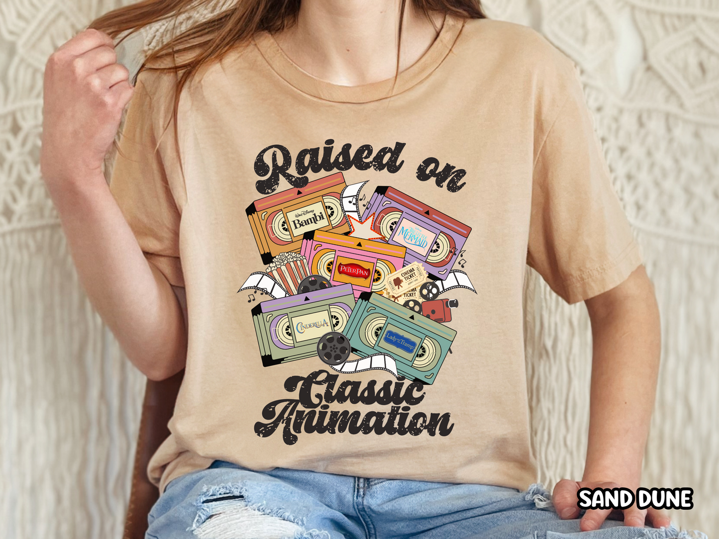 Classic Animated Movies Raised on Animation Films VHS Tape Custom Movie Tee