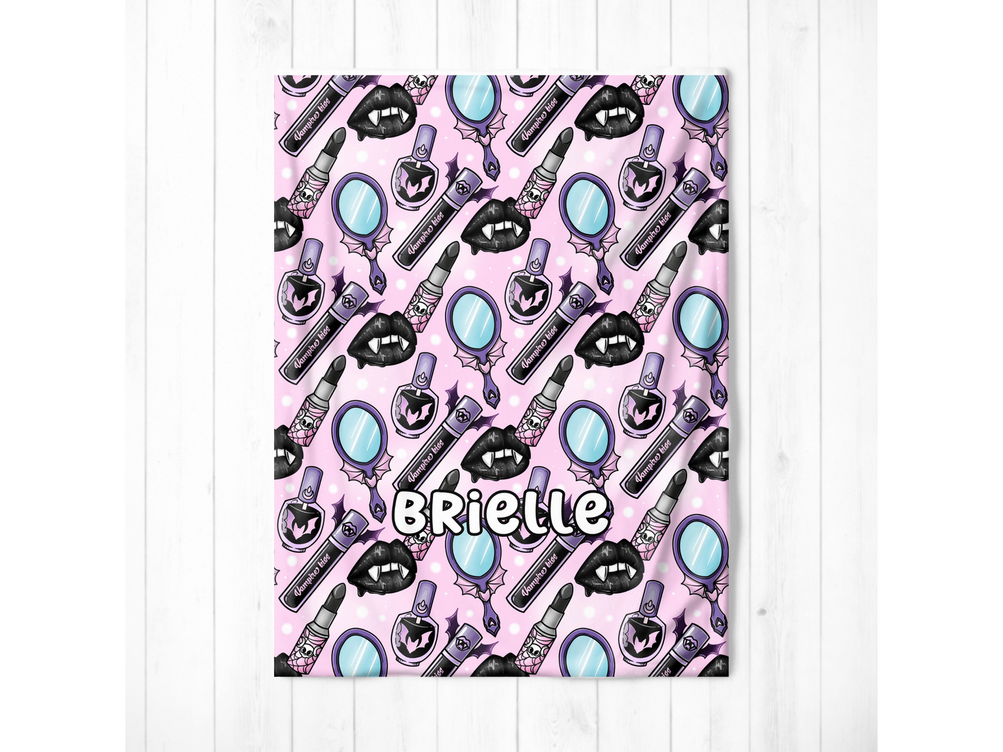 Girly Gothic Makeup Custom Name Ultra-Soft Throw Blanket