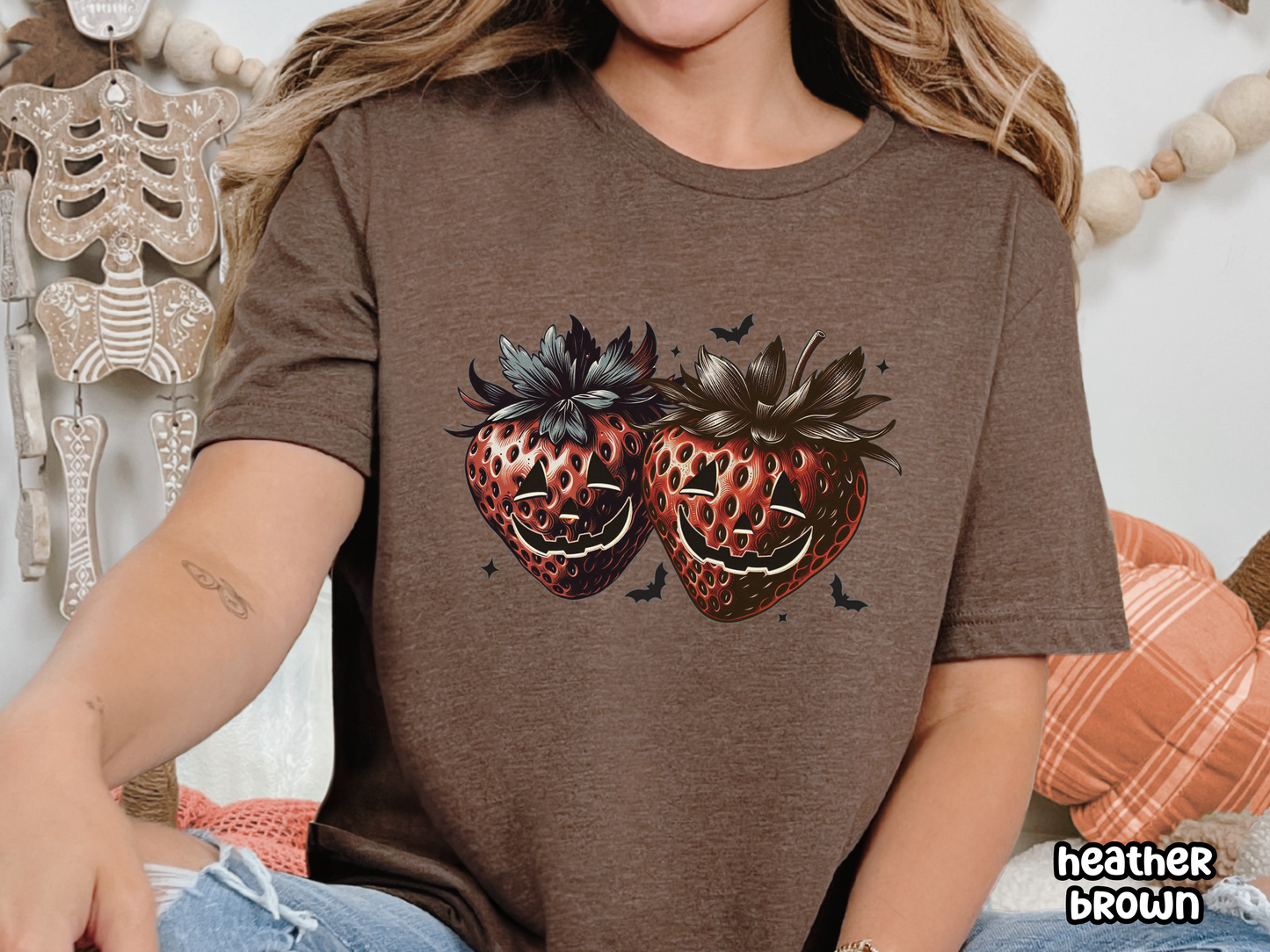 Strawberry Jack-o-Lantern Vintage Style Halloween Tee