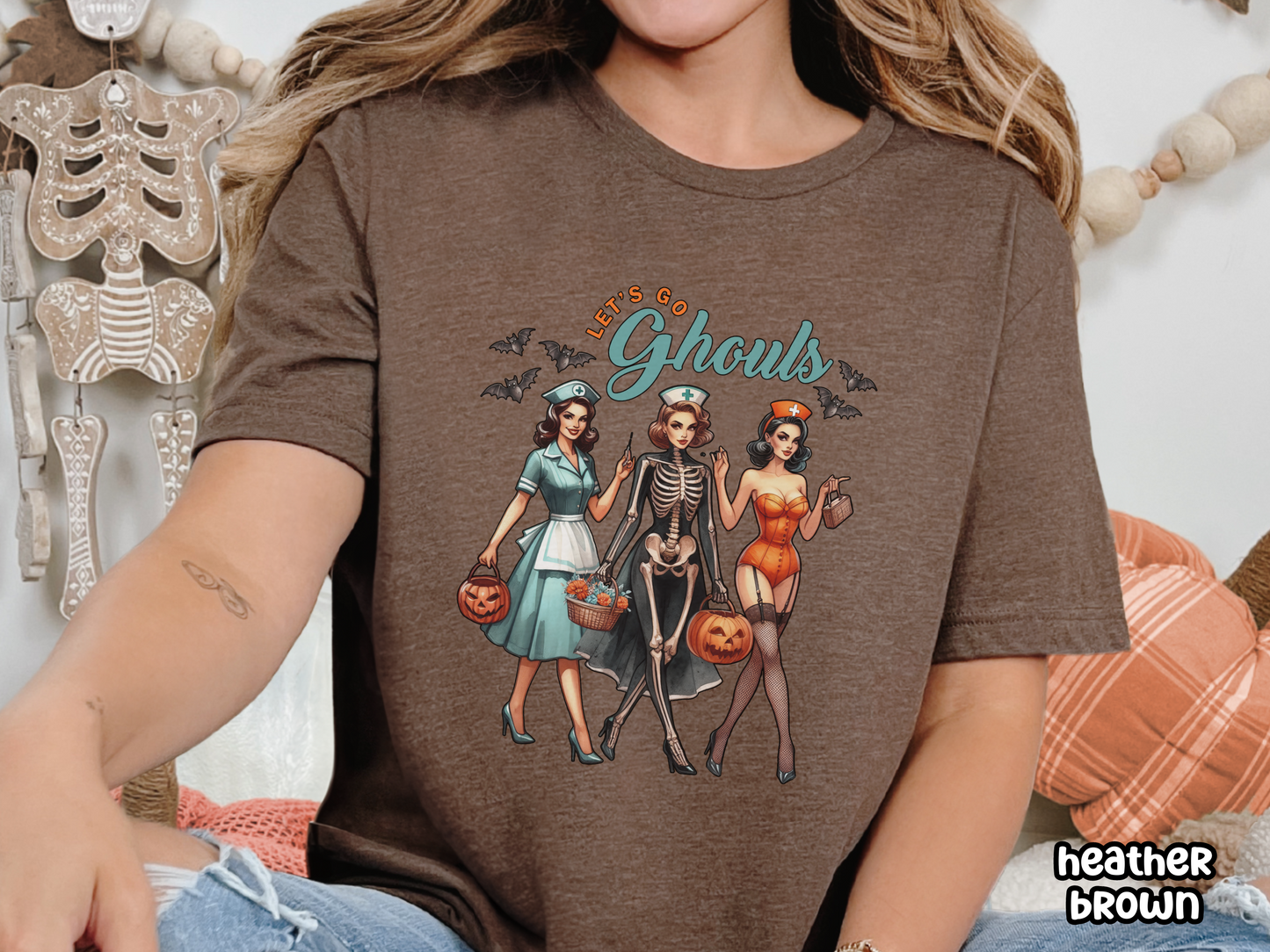 Let's Go Ghouls Nursing Pinup Halloween Tee