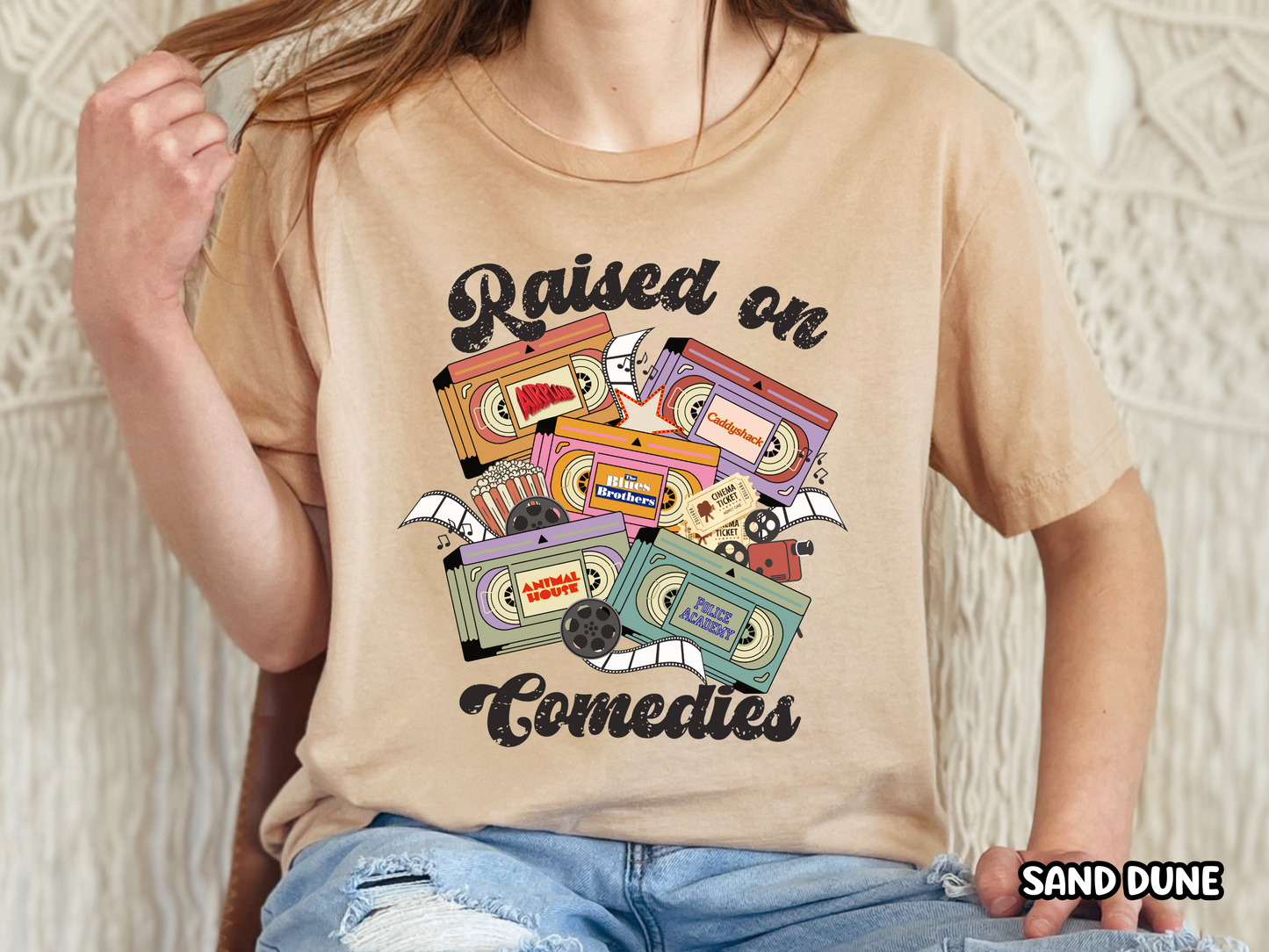 Comedy Movies Raised on Comedies Film VHS Tape Custom Movie Tee