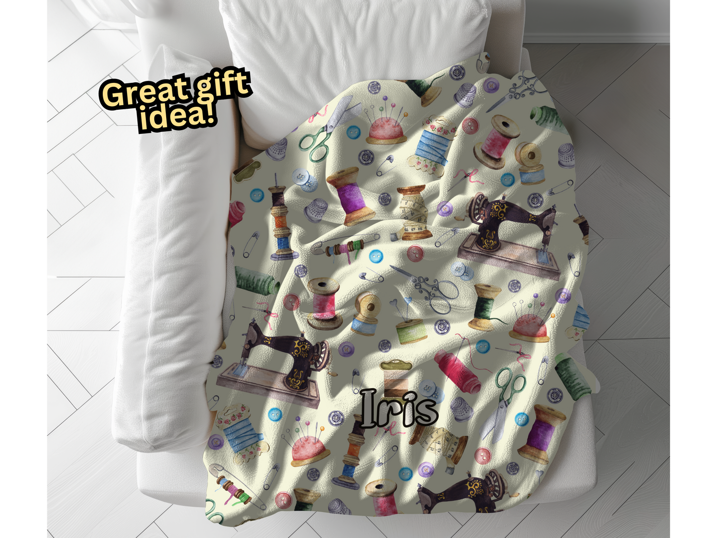 Sewing Quilting Craft Room Custom Name Ultra-Soft Throw Blanket