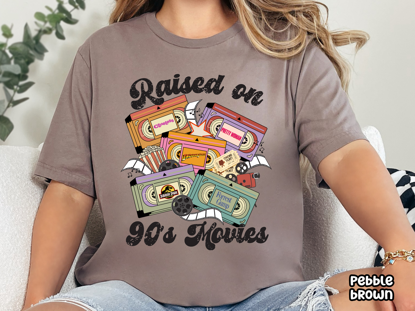 90s Movies Raised on 90s Films VHS Tape Custom Movie Tee