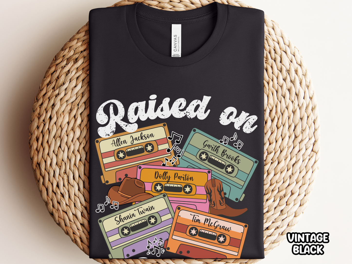 Raised On Country Music Retro Cassette Tape Custom Music Shirt