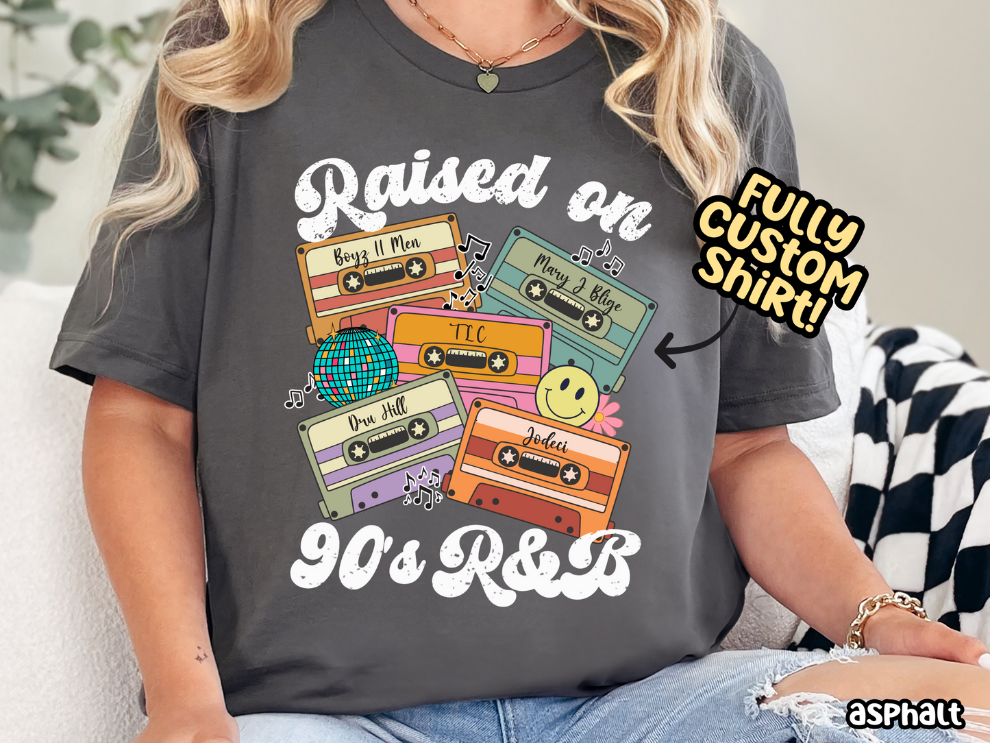 90's R&B Raised on Pop/Rap Retro Cassette Tape Fully Custom Music Shirt