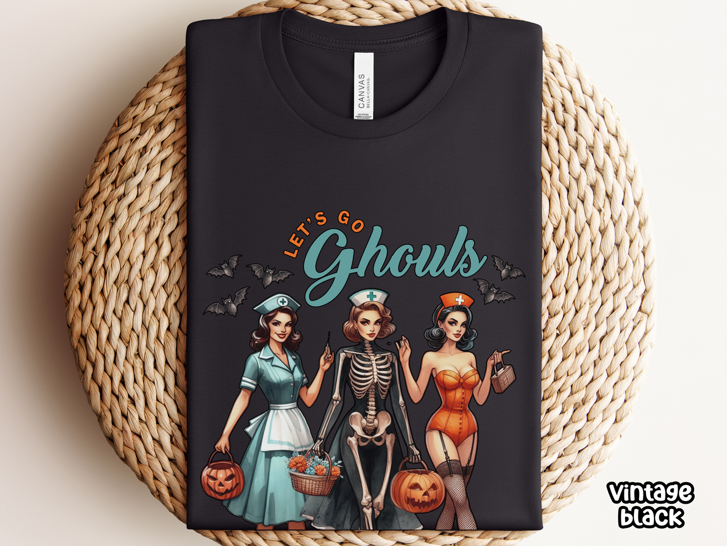 Let's Go Ghouls Nursing Pinup Halloween Tee