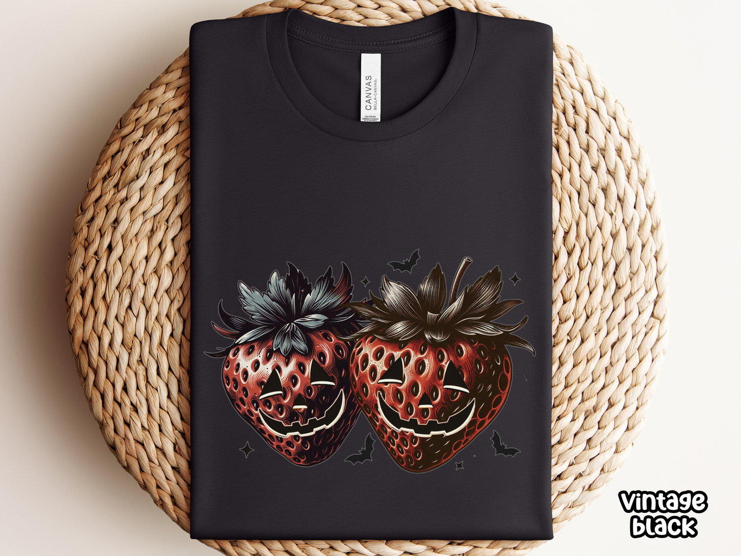 Strawberry Jack-o-Lantern Vintage Style Halloween Tee