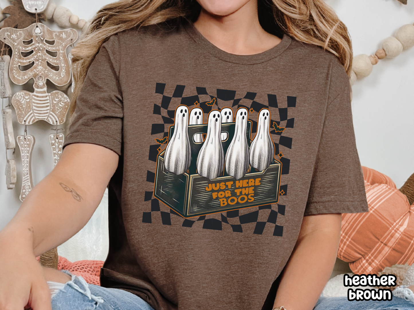 Here For The Boos Ghost Beer Bottle Funny Drinking Tee