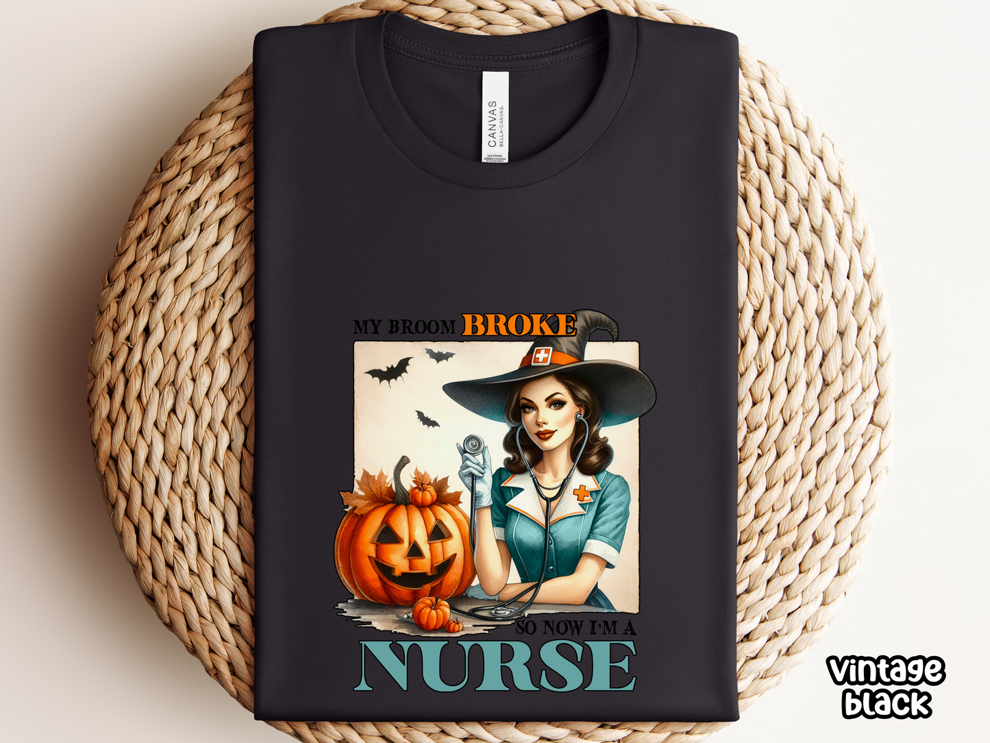 My Broom Broke Witchy Nurses Halloween Tee