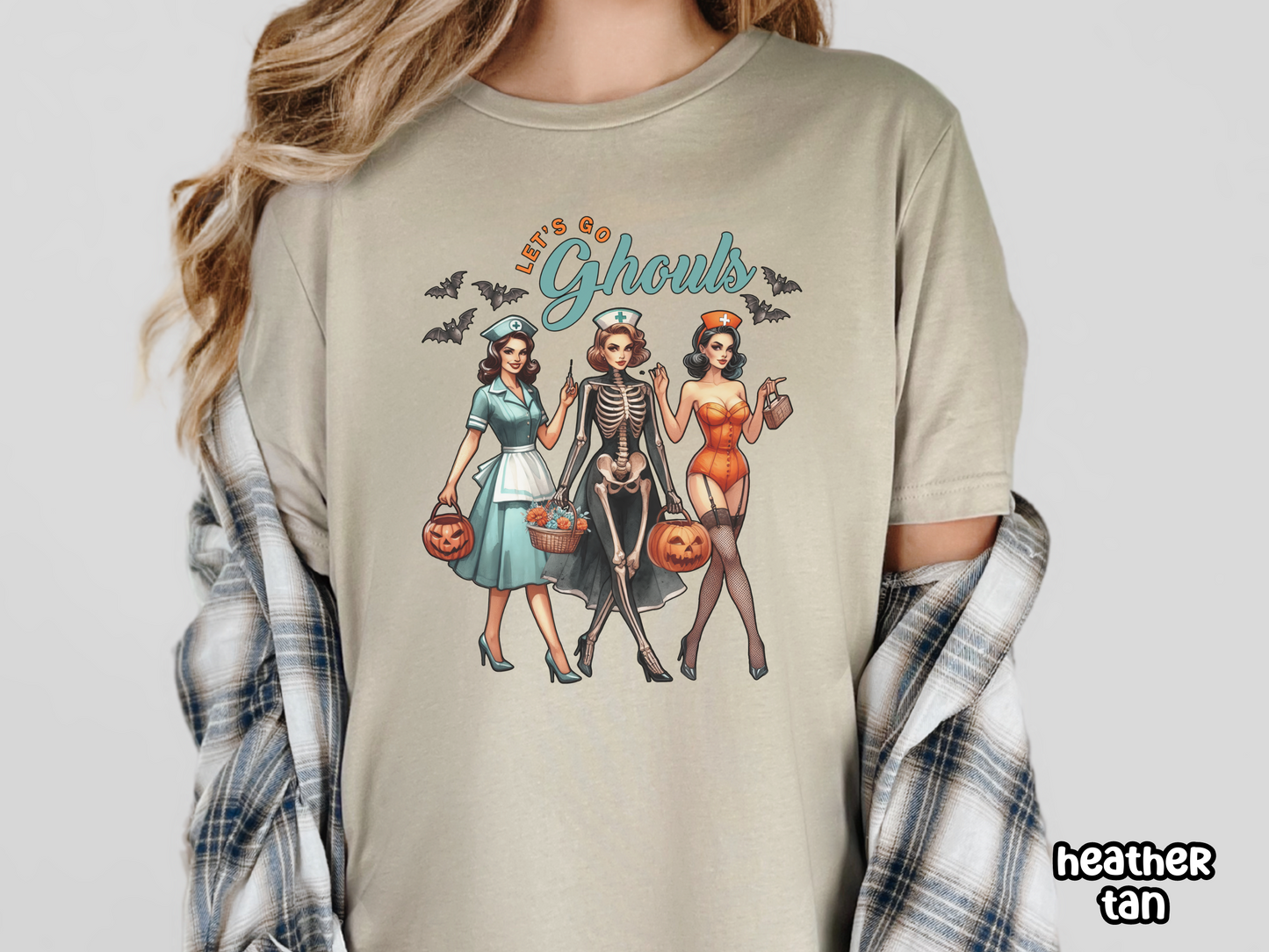 Let's Go Ghouls Nursing Pinup Halloween Tee