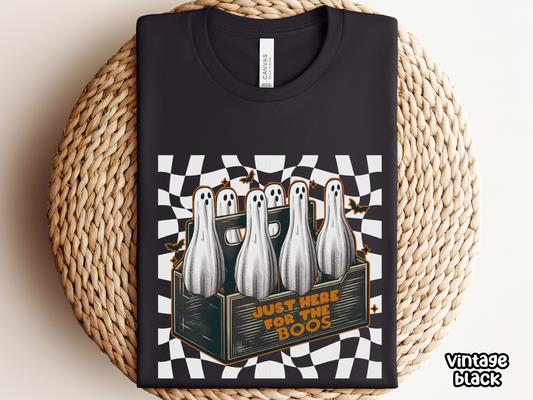 Here For The Boos Ghost Beer Bottle Funny Drinking Tee