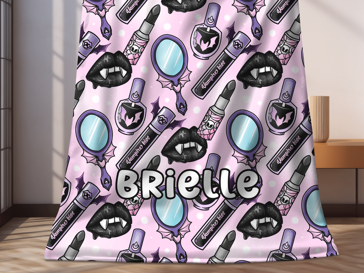 Girly Gothic Makeup Custom Name Ultra-Soft Throw Blanket