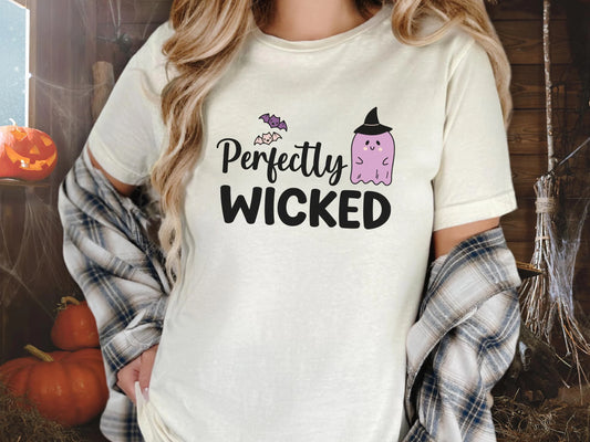 Perfectly Wicked Cute Purple Ghost Halloween Tee