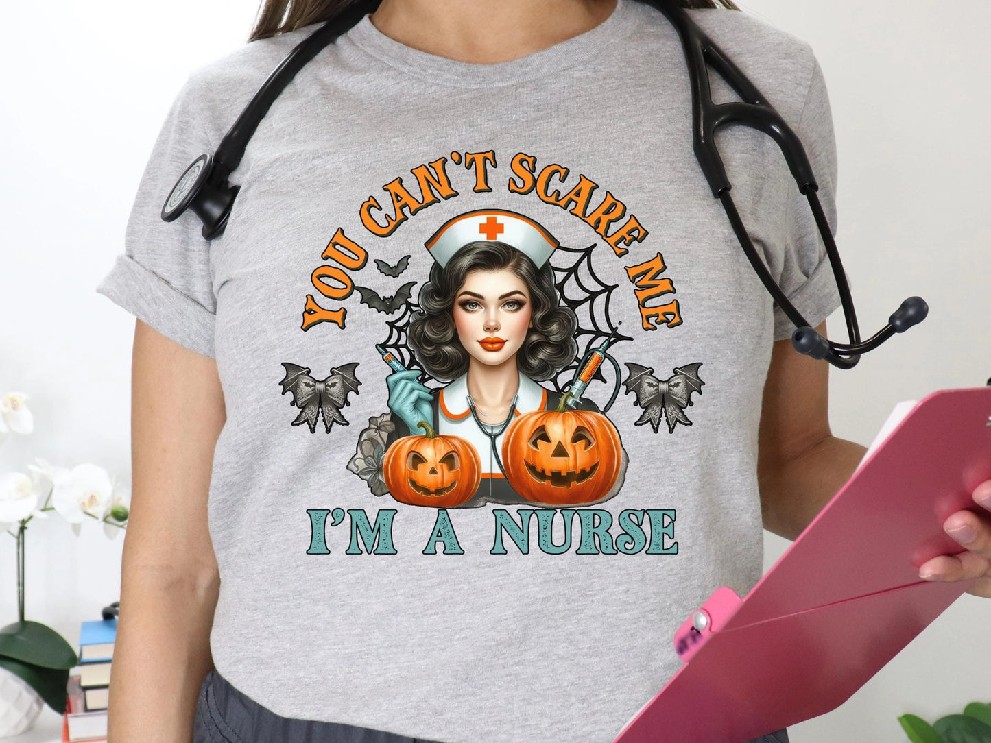 Can't Scare Me I'm A Nurse Nursing Halloween Tee