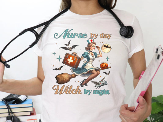 Witchy Nurse By Day Nursing Halloween Tee