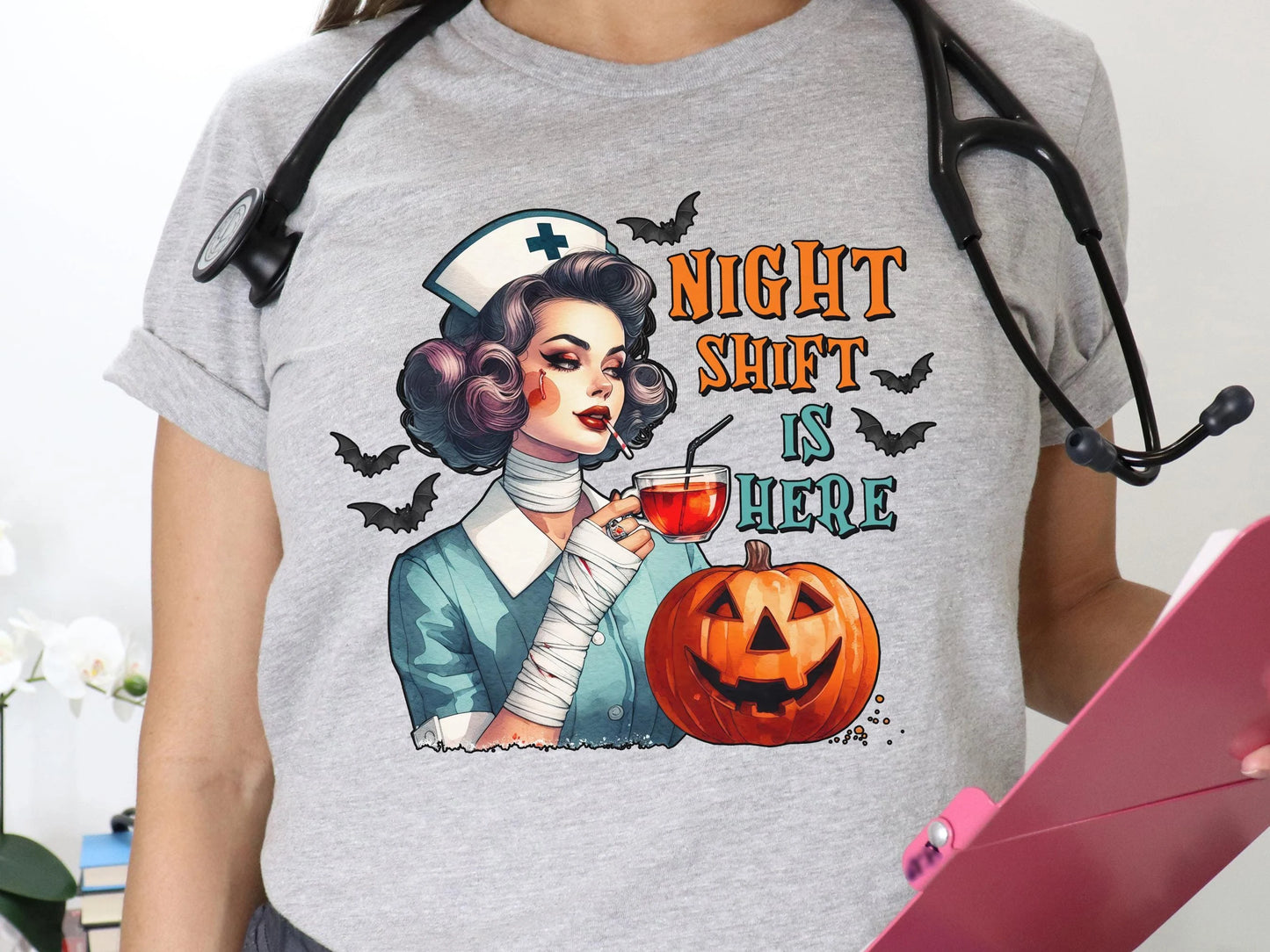 Night Shift Nurse Vintage Style Halloween Shirt